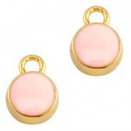 Metalen bedel rond Goud-roze 13x9mm